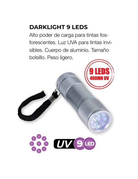 LINTERNA ULTRAVIOLETA UV DARKLIGHT 9 LEDS