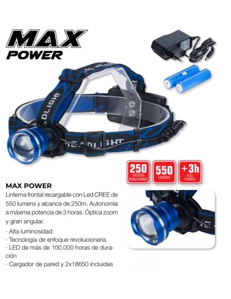FRONTAL KALI KUNNAN MAX-2 550 LUMENS RECARGABLE