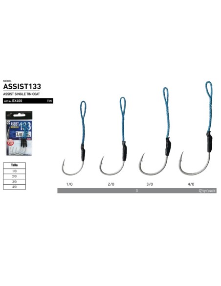 ANZUELO ASSIST 133 TIN SINGLE (With 2cm PE)