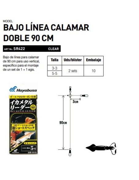 BAJO DE LINEA CALAMAR SIMPLE 90CM. 2SET