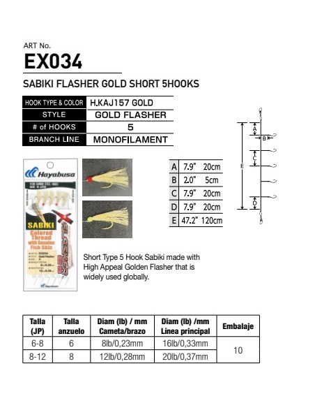 SABIKI FLASHER GOLD SHORT 5HOOKS
