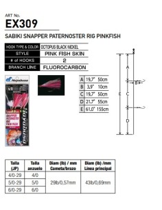 SNAPER PATERNOSTER RIG PINK FISH SKIN - Imagen 1